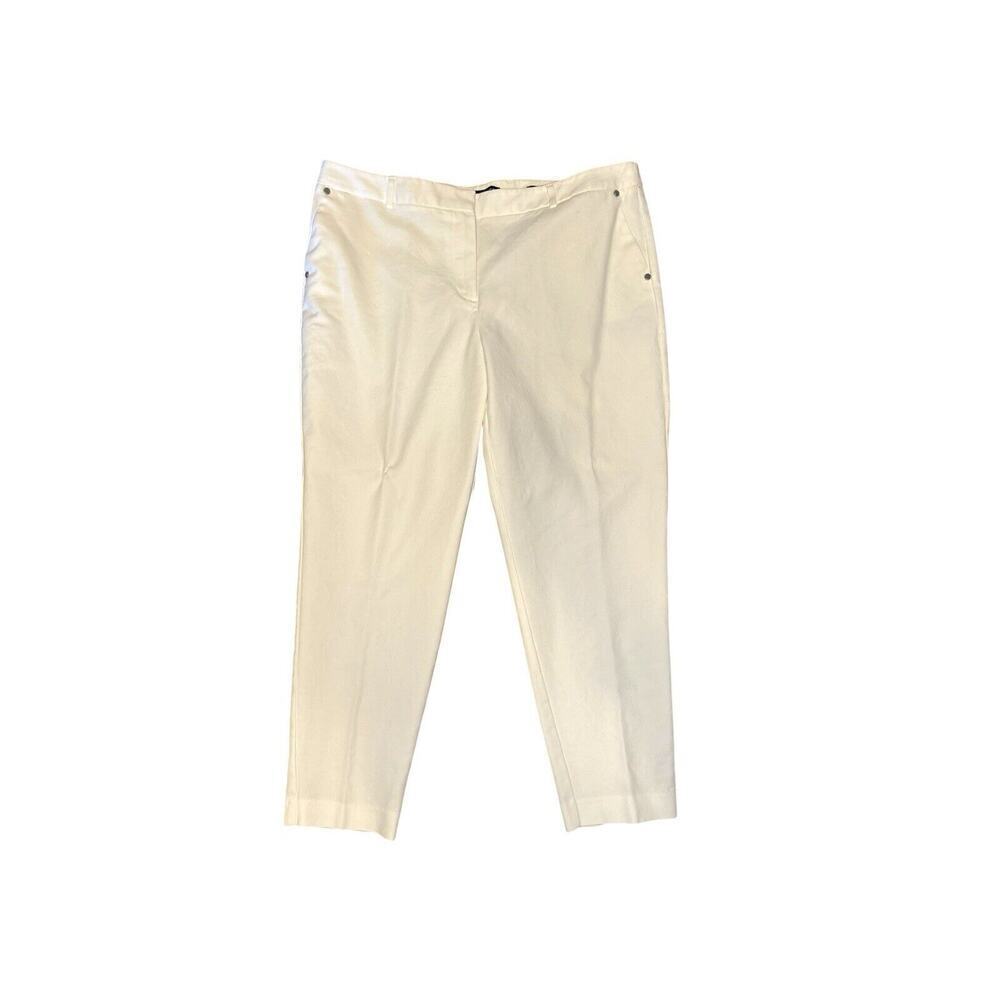 Jones New York Grace Ankle Pants White Size 16 Cotton Pockets